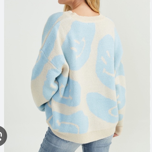 Altar’d State Smiley Sweater Baby Blue - Picture 3 of 7